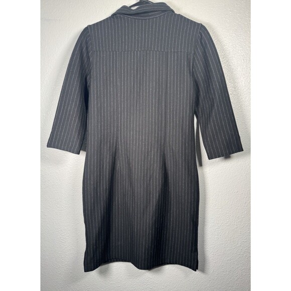 New York Company Women Small Black Striped Button Up Side Slit Dress - Picture 8 of 13